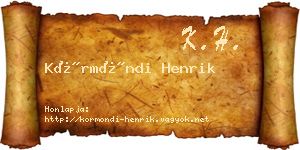 Körmöndi Henrik névjegykártya